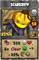 Wizard101 Death spell card: Scarecrow, Spell ID 7815