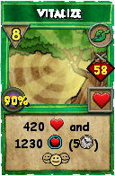Wizard101 Life spell card: Vitalize, Spell ID 7828