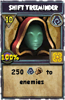 Wizard101 Shadow spell card: Shift Treeminder, Spell ID 7830