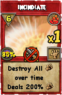 Wizard101 Fire spell card: Incindiate, Spell ID 7838