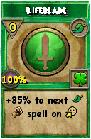 Wizard101 Life spell card: Lifeblade, Spell ID 7872