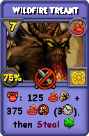 Wizard101 Fire spell card: Wildfire Treant, Spell ID 7878
