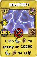 Wizard101 Storm spell card: Insane Bolt, Spell ID 7879
