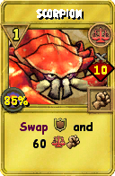 Wizard101 Balance spell card: Scorpion, Spell ID 7914