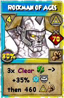 Wizard101 Myth spell card: Rockman of Ages, Spell ID 7919