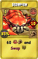 Wizard101 Balance spell card: Scorpion, Spell ID 7925