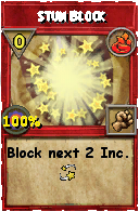Wizard101 Fire spell card: Stun Block, Spell ID 7930