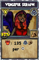 Wizard101 Shadow spell card: Vengeful Seraph, Spell ID 7963