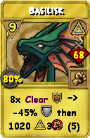 Wizard101 Myth spell card: Basilisk, Spell ID 7987