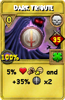 Wizard101 Death spell card: Dark Tribute, Spell ID 7394