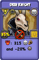 Wizard101 Death spell card: Deer Knight, Spell ID 7589