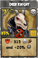 Wizard101 Death spell card: Deer Knight, Spell ID 7589