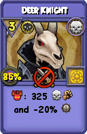 Wizard101 Death spell card: Deer Knight, Spell ID 7599