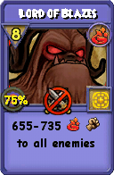 Wizard101 Fire spell card: Lord of Blazes, Spell ID 7661