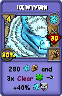 Wizard101 Ice spell card: Ice Wyvern, Spell ID 7885