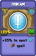 Wizard101 Ice spell card: Iceblade, Spell ID 7554