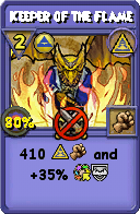 Wizard101 Myth spell card: Keeper of the Flame, Spell ID 7462