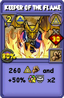 Wizard101 Myth spell card: Keeper of the Flame, Spell ID 7672