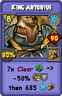 Wizard101 Ice spell card: King Artorius, Spell ID 7097