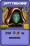 Wizard101 Shadow spell card: Shift Treeminder, Spell ID 7836