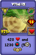 Wizard101 Life spell card: Vitalize, Spell ID 7834