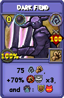 Wizard101 Shadow spell card: Dark Fiend, Spell ID 7560