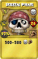 Wizard101 Death spell card: Skeletal Pirate, Spell ID 7163