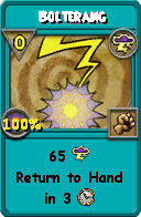 Wizard101 Storm spell card: Bolterang, Spell ID 7082