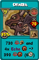 Wizard101 Balance spell card: Chimera, Spell ID 8012