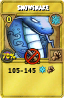 Wizard101 Ice spell card: Snowsnake, Spell ID 8029