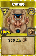 Wizard101 Myth spell card: Cyclops, Spell ID 8071
