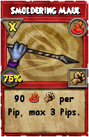 Wizard101 Fire spell card: Smoldering Maul, Spell ID 8090