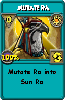 Wizard101 Sun spell card: Mutate Ra, Spell ID 8095