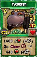 Wizard101 Life spell card: Taweret, Spell ID 8097