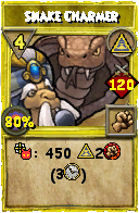Wizard101 Myth spell card: Snake Charmer, Spell ID 8107