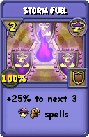 Wizard101 Storm spell card: Storm Fuel, Spell ID 8109