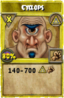 Wizard101 Myth spell card: Cyclops, Spell ID 8111