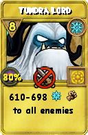 Wizard101 Ice spell card: Tundra Lord, Spell ID 8118