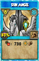 Wizard101 Ice spell card: Sun Angel, Spell ID 8123