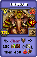 Wizard101 Fire spell card: Helephant, Spell ID 8124