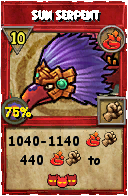Wizard101 Fire spell card: Sun Serpent, Spell ID 8125