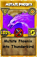 Wizard101 Sun spell card: Mutate Phoenix, Spell ID 8134