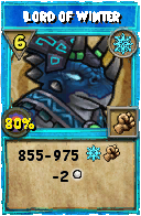 Wizard101 Ice spell card: Lord of Winter, Spell ID 8140