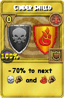 Wizard101 Balance spell card: Cinder Shield, Spell ID 8141