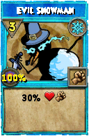 Wizard101 Ice spell card: Evil Snowman, Spell ID 8157