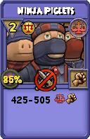 Wizard101 Balance spell card: Ninja Piglets, Spell ID 8164