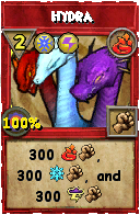 Wizard101 Fire spell card: Hydra, Spell ID 8167
