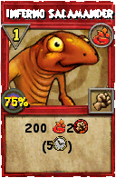 Wizard101 Fire spell card: Inferno Salamander, Spell ID 8181