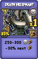 Wizard101 Death spell card: Death Helephant, Spell ID 8182