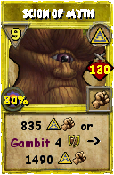 Wizard101 Myth spell card: Scion of Myth, Spell ID 8208